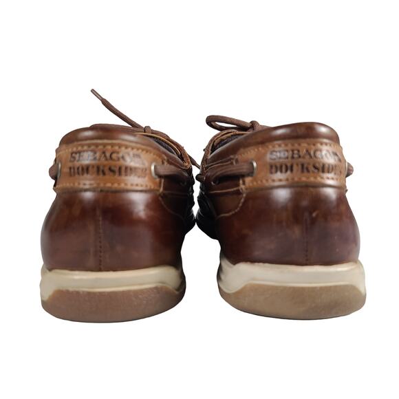 Sebago Brown Leather Docksiders Loafers Men's 8 1/2 ww - Picture 3 of 5